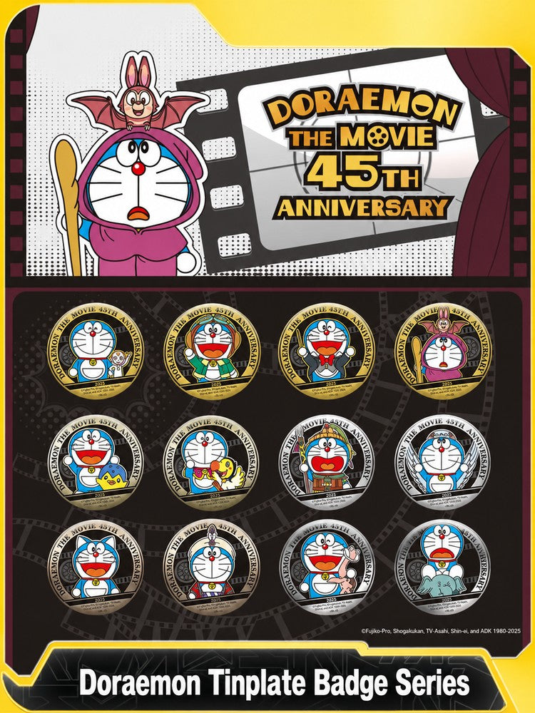 Officially Licensed Doraemon 45th Anniversary Tin Badge Series